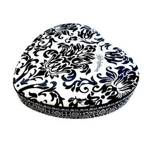 Brighton designer large black/white empty metal heart Jewelry container